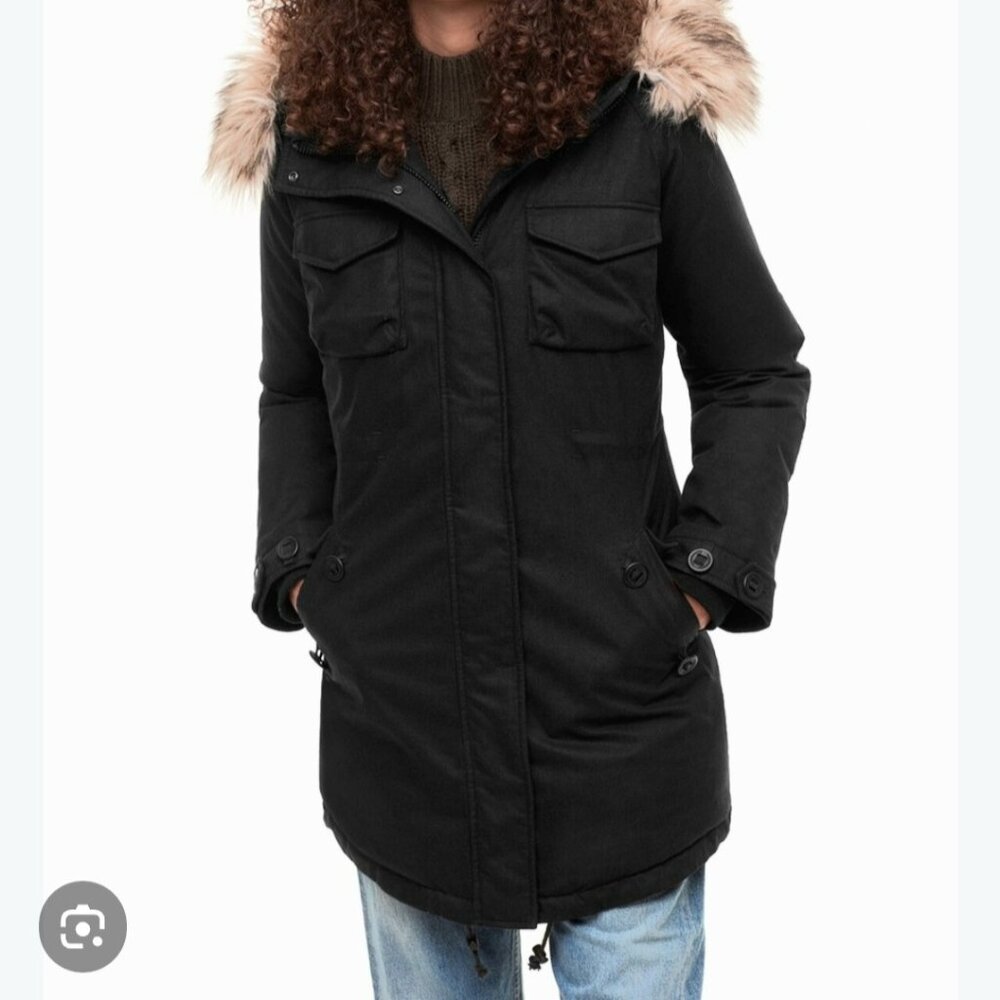 Aritzia community military inspired distressed down parka